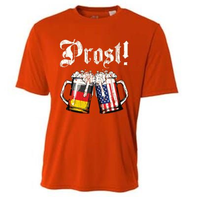 Prost Beer German American Flag Oktoberfest Mug Cooling Performance Crew T-Shirt