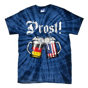 Prost Beer German American Flag Oktoberfest Mug Tie-Dye T-Shirt