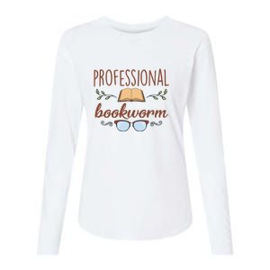 Professional Bookworm Glasses Reading Books Gift Cute Reading Womens Cotton Relaxed Long Sleeve T-Shirt