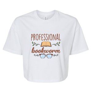 Professional Bookworm Glasses Reading Books Gift Cute Reading Bella+Canvas Jersey Crop Tee