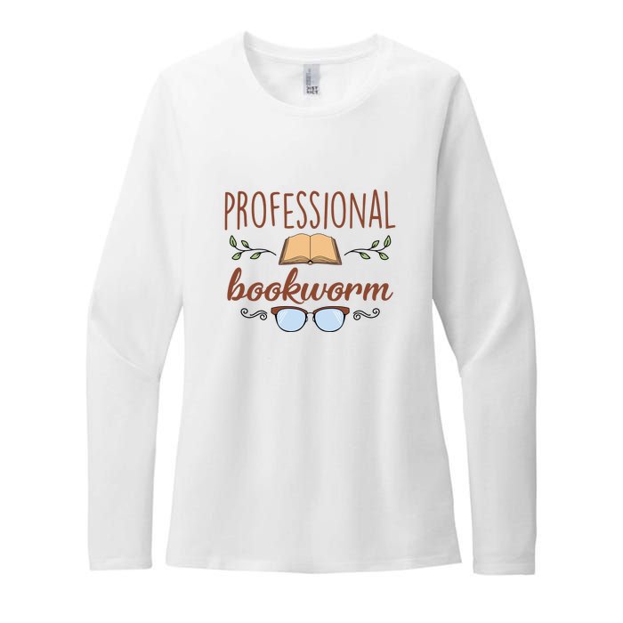 Professional Bookworm Glasses Reading Books Gift Cute Reading Womens CVC Long Sleeve Shirt