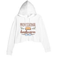 Professional Bookworm Glasses Reading Books Gift Cute Reading Crop Fleece Hoodie