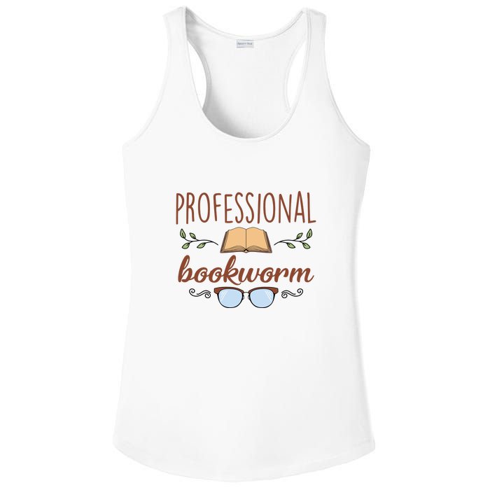 Professional Bookworm Glasses Reading Books Gift Cute Reading Ladies PosiCharge Competitor Racerback Tank