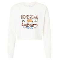 Professional Bookworm Glasses Reading Books Gift Cute Reading Cropped Pullover Crew