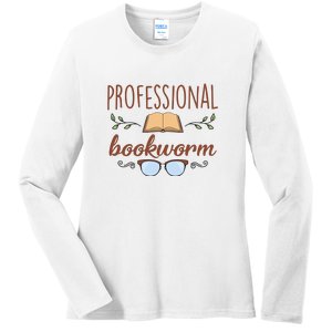 Professional Bookworm Glasses Reading Books Gift Cute Reading Ladies Long Sleeve Shirt