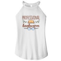 Professional Bookworm Glasses Reading Books Gift Cute Reading Women's Perfect Tri Rocker Tank