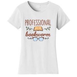 Professional Bookworm Glasses Reading Books Gift Cute Reading Women's T-Shirt