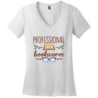 Professional Bookworm Glasses Reading Books Gift Cute Reading Women's V-Neck T-Shirt