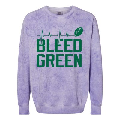 Bleed Green Football Team heart beat Colorblast Crewneck Sweatshirt