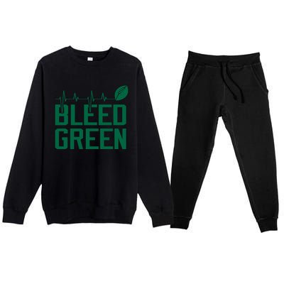 Bleed Green Football Team heart beat Premium Crewneck Sweatsuit Set