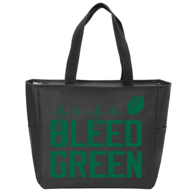 Bleed Green Football Team heart beat Zip Tote Bag