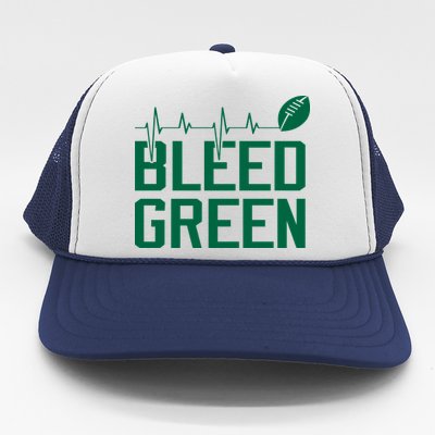 Bleed Green Football Team heart beat Trucker Hat