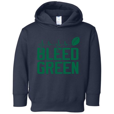 Bleed Green Football Team heart beat Toddler Hoodie