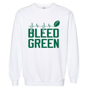 Bleed Green Football Team heart beat Garment-Dyed Sweatshirt