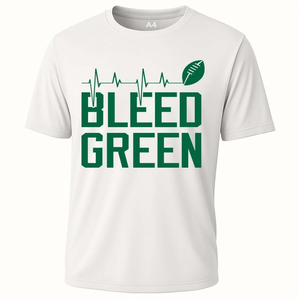 Bleed Green Football Team heart beat Cooling Performance Crew T-Shirt