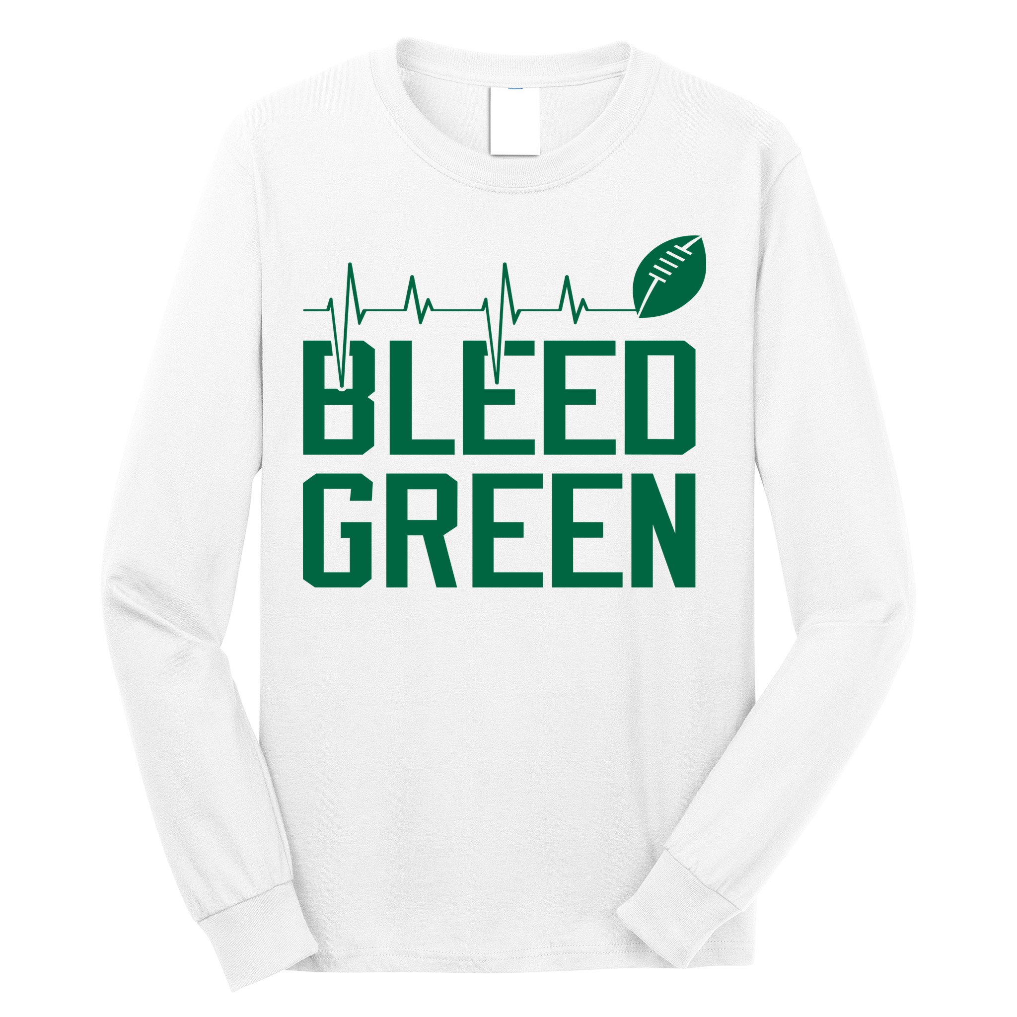 Bleed Green Football Team heart beat Long Sleeve Shirt