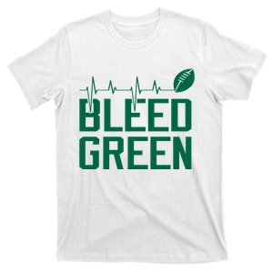 Bleed Green Football Team heart beat T-Shirt