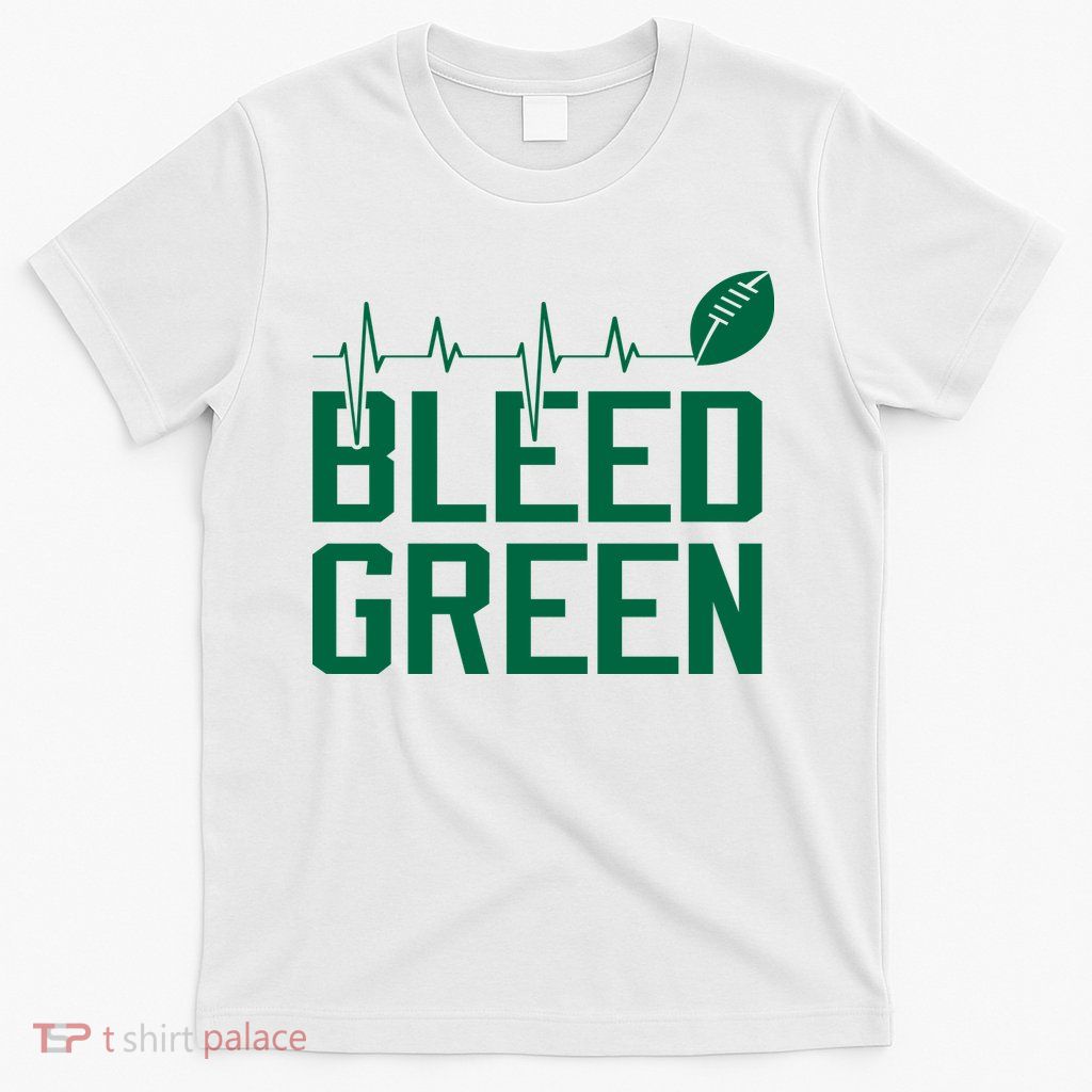 Bleed Green Football Team heart beat T-Shirt