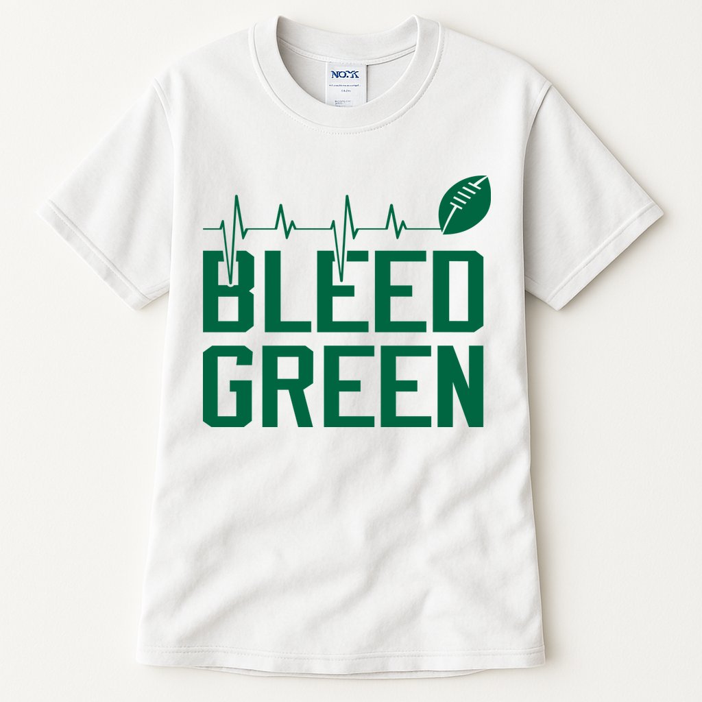 Bleed Green Football Team heart beat Tall T-Shirt