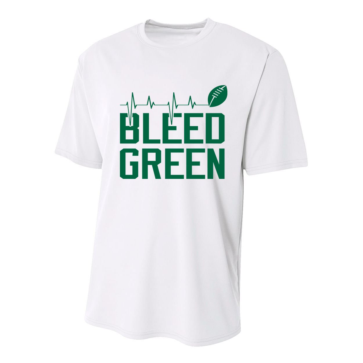 Bleed Green Football Team heart beat Youth Performance Sprint T-Shirt