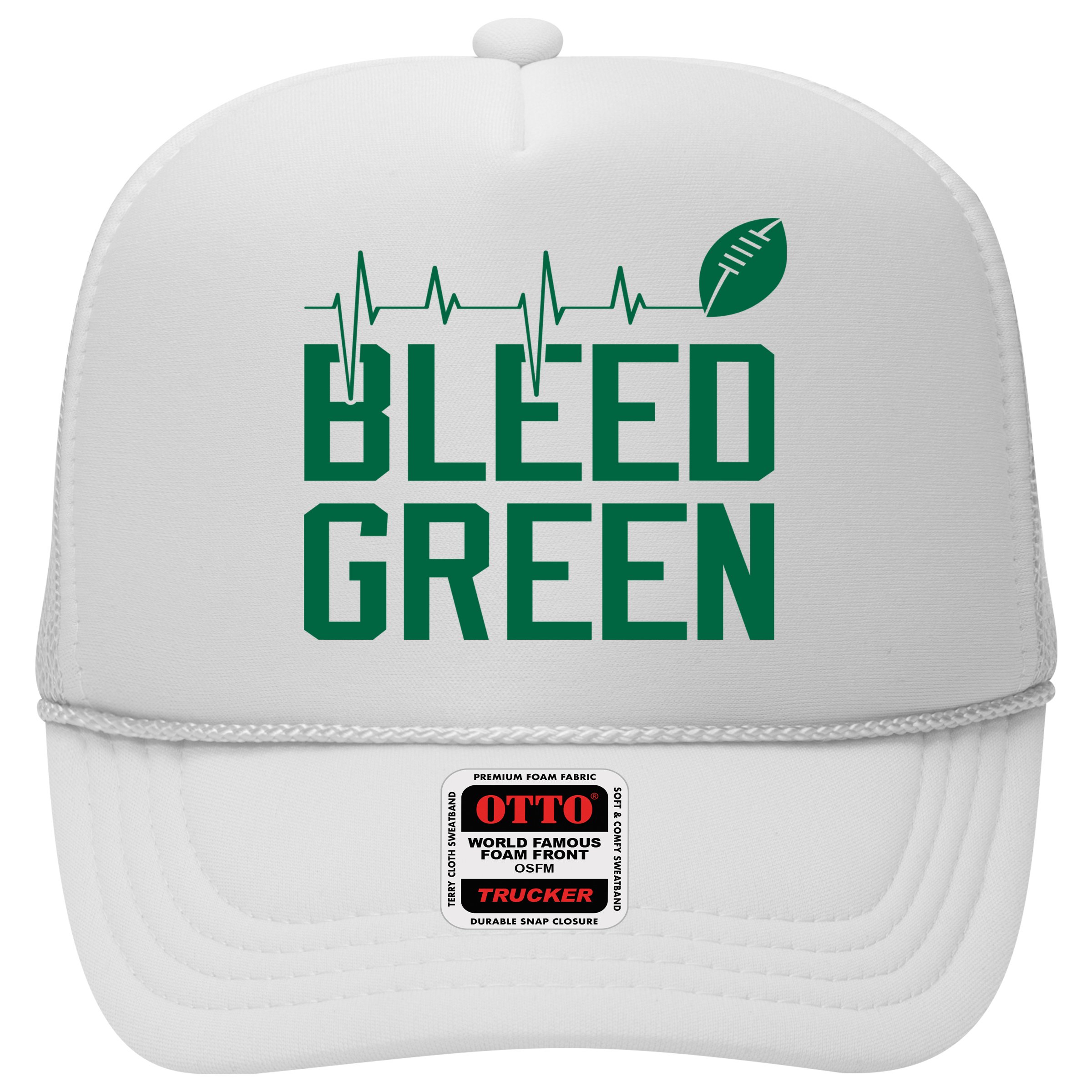 Bleed Green Football Team heart beat Hat