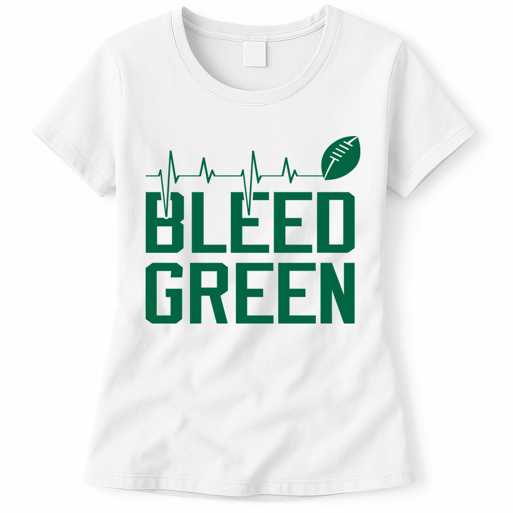 Bleed Green Football Team heart beat Womens T-Shirt