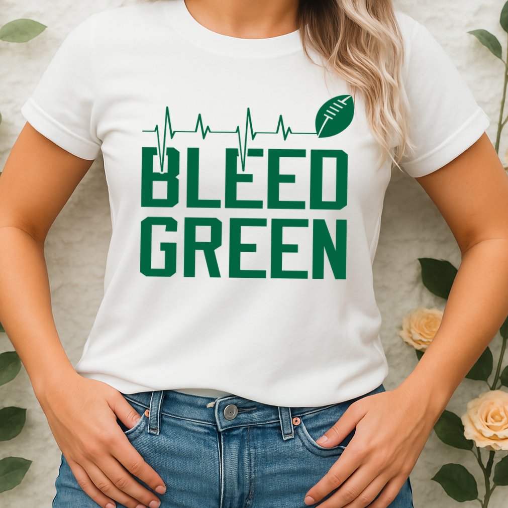 Bleed Green Football Team heart beat Womens T-Shirt