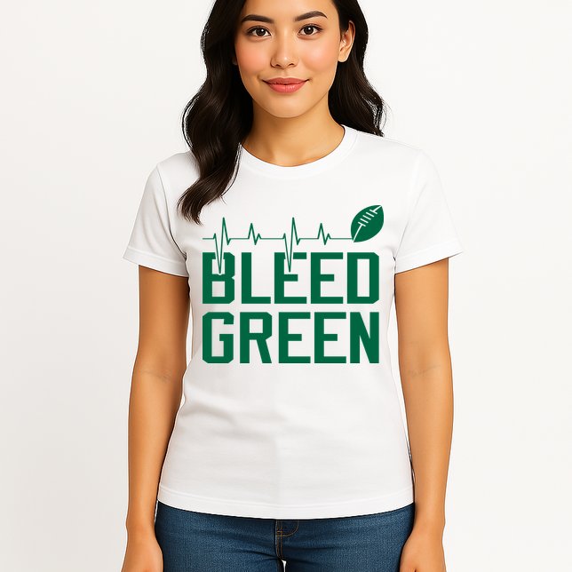 Bleed Green Football Team heart beat Womens T-Shirt