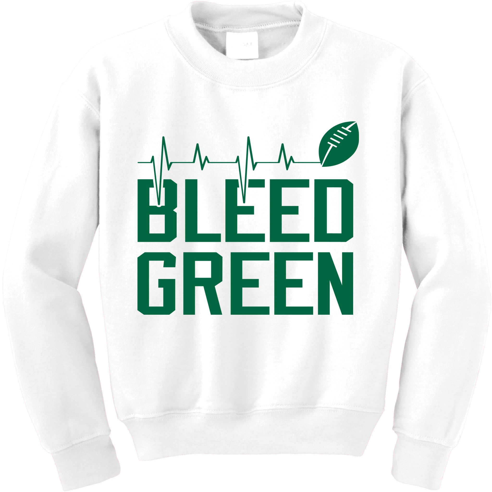 Bleed Green Football Team heart beat Kids Sweatshirt