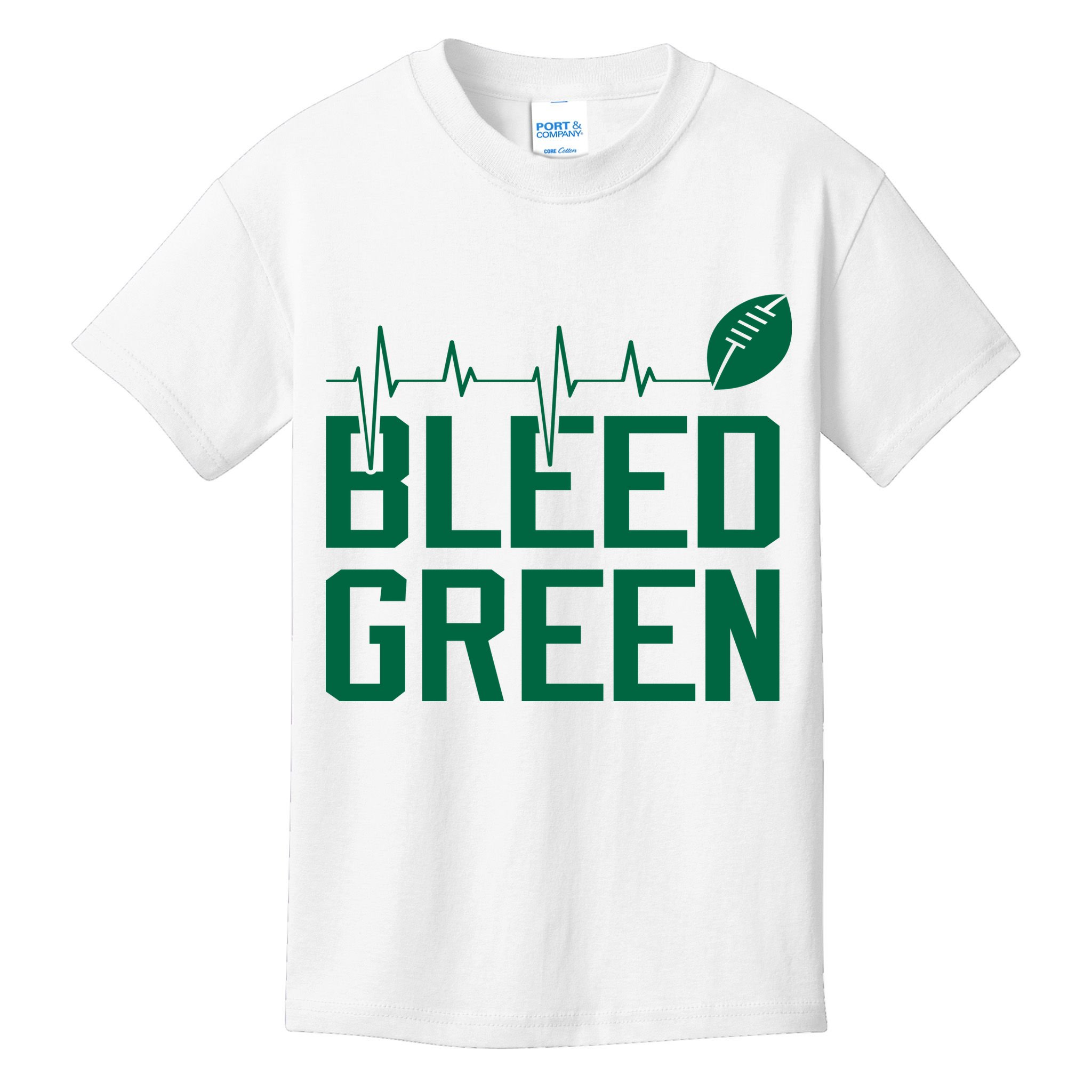 Bleed Green Football Team heart beat Kids T-Shirt