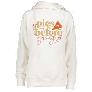 Pies Before Guys Funny Pumpkin Pie Thanksgiving Design Cool Gift Womens Funnel Neck Pullover Hood