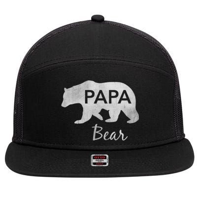 Papa Bear Great Gift For Dad Father Grandpa 7 Panel Mesh Trucker Snapback Hat