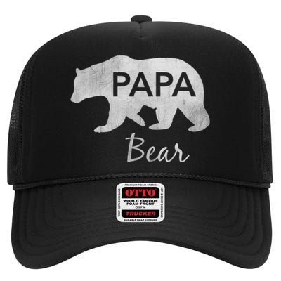 Papa Bear Great Gift For Dad Father Grandpa High Crown Mesh Back Trucker Hat