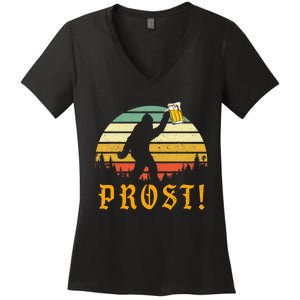 Prost Bigfoot German Oktoberfest Love Drinking Beer Women's V-Neck T-Shirt