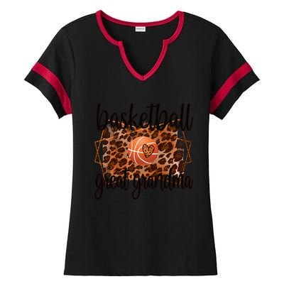 Proud Basketball Great Grandma Of A Basketball Player Gift Ladies Halftime Notch Neck Tee