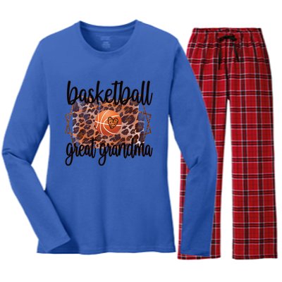 Proud Basketball Great Grandma Of A Basketball Player Gift Women's Long Sleeve Flannel Pajama Set 