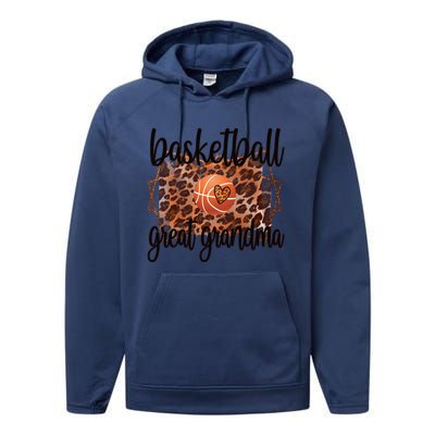 Proud Basketball Great Grandma Of A Basketball Player Gift Performance Fleece Hoodie