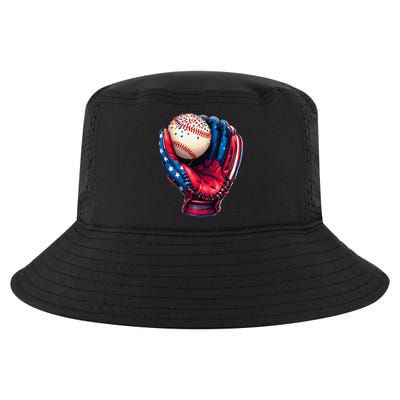 Patriotic Baseball Glove Drip Ice Cream Sprinkles 4th July Cool Comfort Performance Bucket Hat