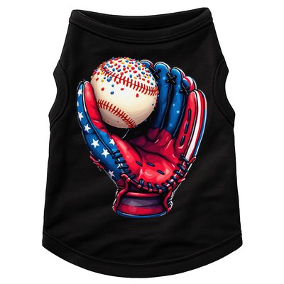 Patriotic Baseball Glove Drip Ice Cream Sprinkles 4th July Doggie Tank