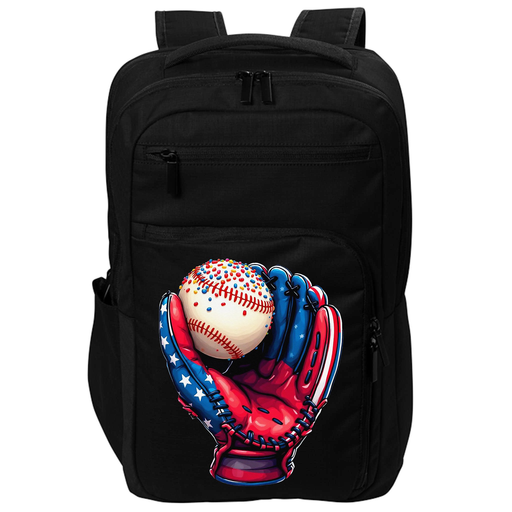 Patriotic Baseball Glove Drip Ice Cream Sprinkles 4th July Impact Tech Backpack
