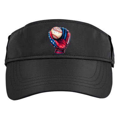 Patriotic Baseball Glove Drip Ice Cream Sprinkles 4th July Adult Drive Performance Visor