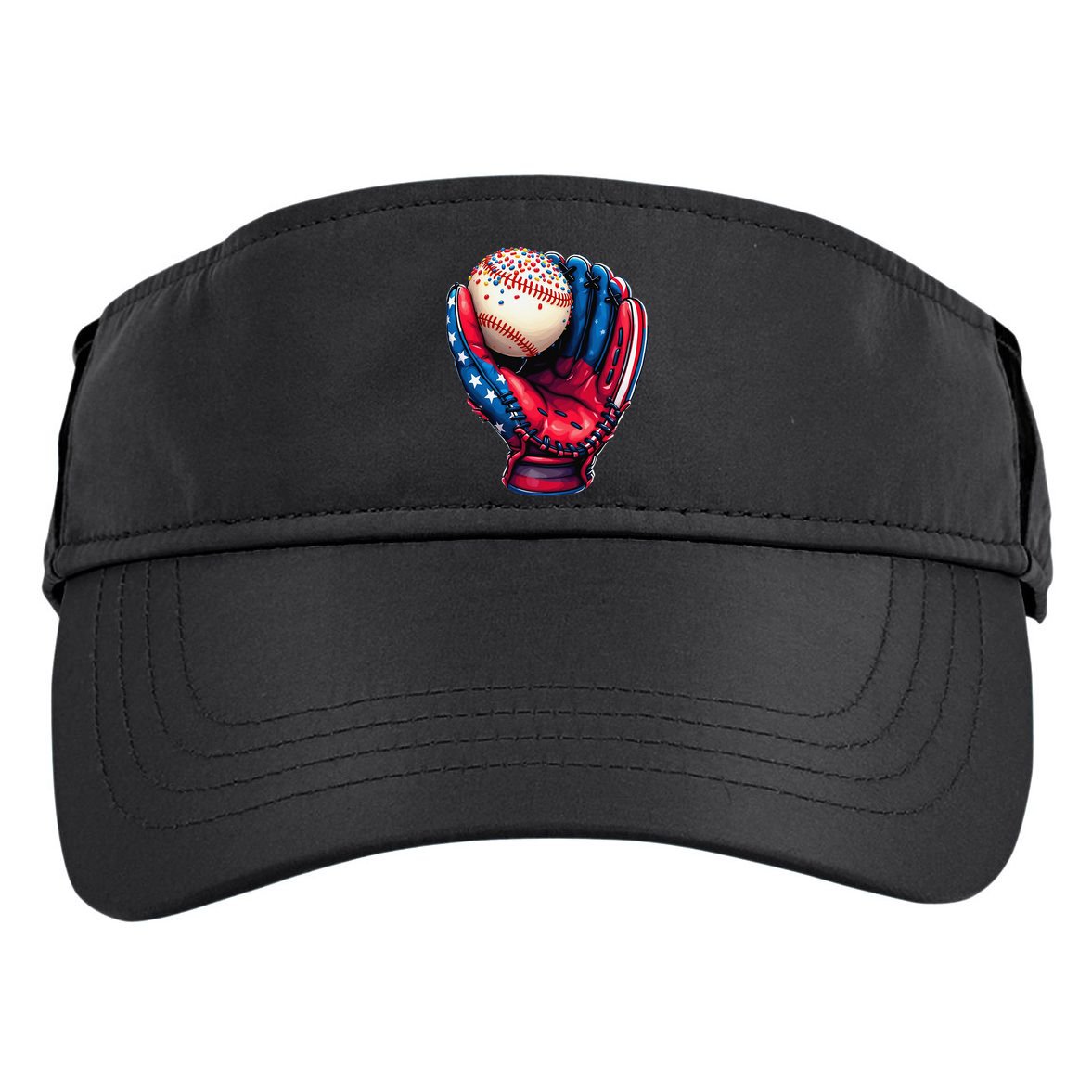 Patriotic Baseball Glove Drip Ice Cream Sprinkles 4th July Adult Drive Performance Visor