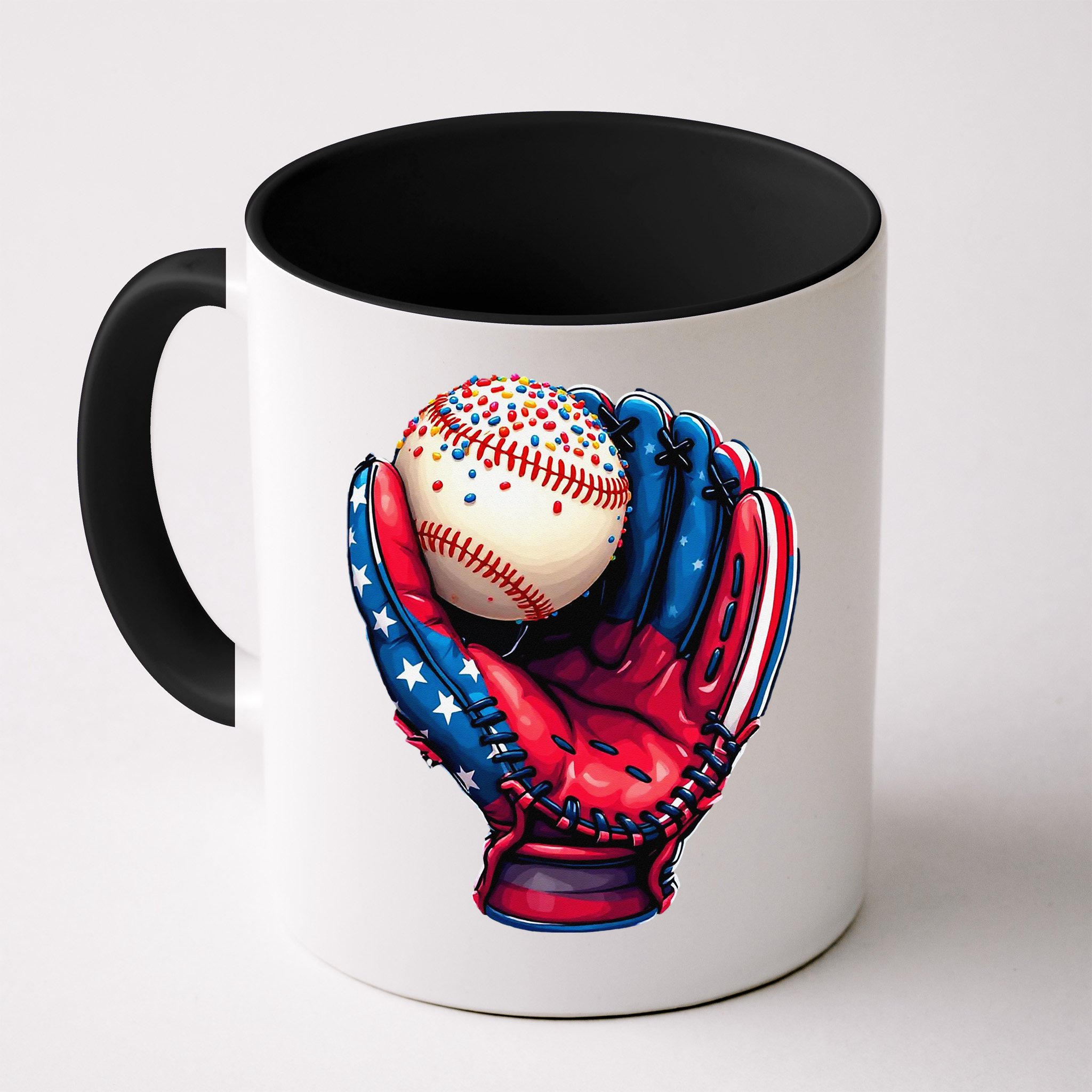 Patriotic Baseball Glove Drip Ice Cream Sprinkles 4th July Mug