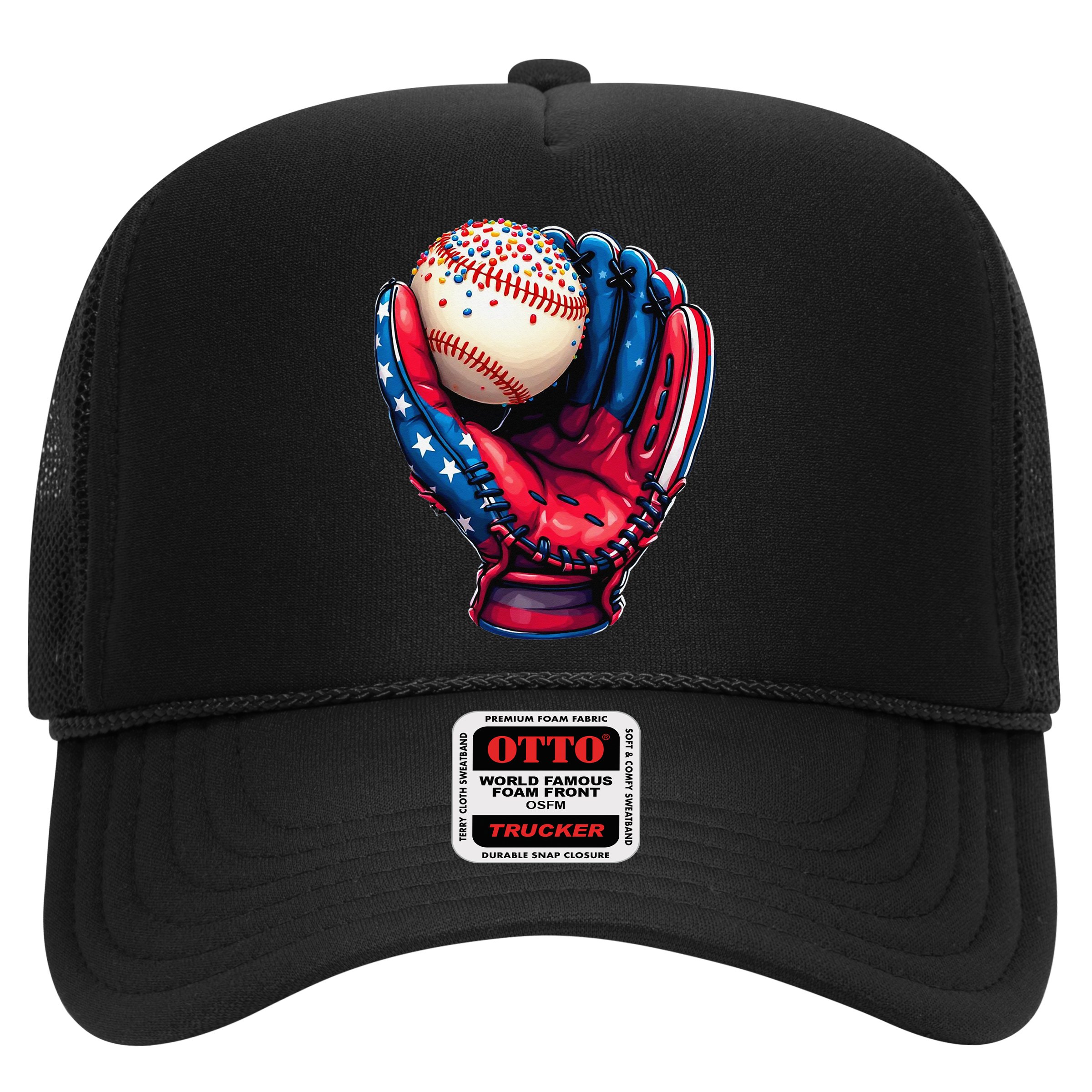 Patriotic Baseball Glove Drip Ice Cream Sprinkles 4th July Hat
