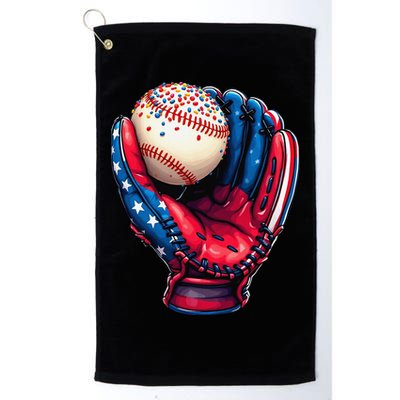 Patriotic Baseball Glove Drip Ice Cream Sprinkles 4th July Golf Towel
