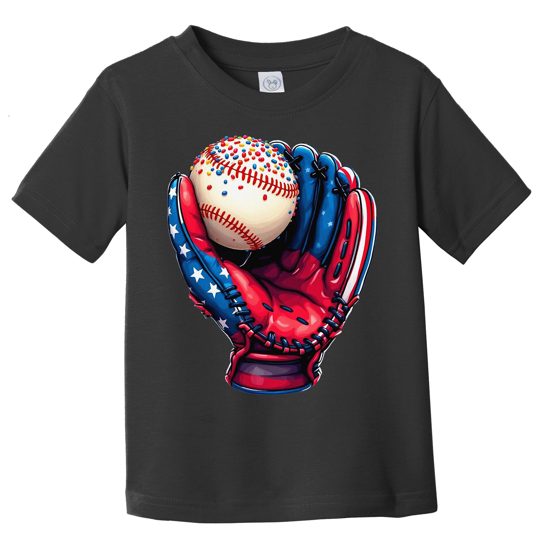 Patriotic Baseball Glove Drip Ice Cream Sprinkles 4th July Toddler T-Shirt