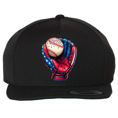 Patriotic Baseball Glove Drip Ice Cream Sprinkles 4th July Wool Snapback Cap