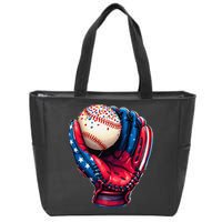 Patriotic Baseball Glove Drip Ice Cream Sprinkles 4th July Zip Tote Bag