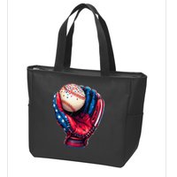 Patriotic Baseball Glove Drip Ice Cream Sprinkles 4th July Zip Tote Bag