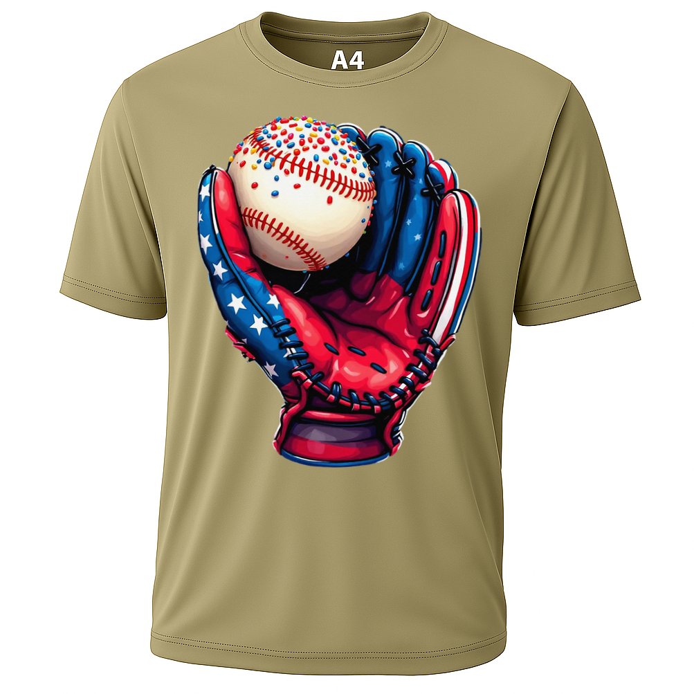 Patriotic Baseball Glove Drip Ice Cream Sprinkles 4th July Performance Shirt